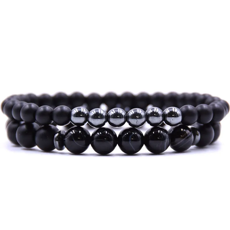 DIEZI 2pcs/set Couple Bracelets for Lovers Round Beads Charm Stone Women and Men Jewellery Gift | Украшения и аксессуары