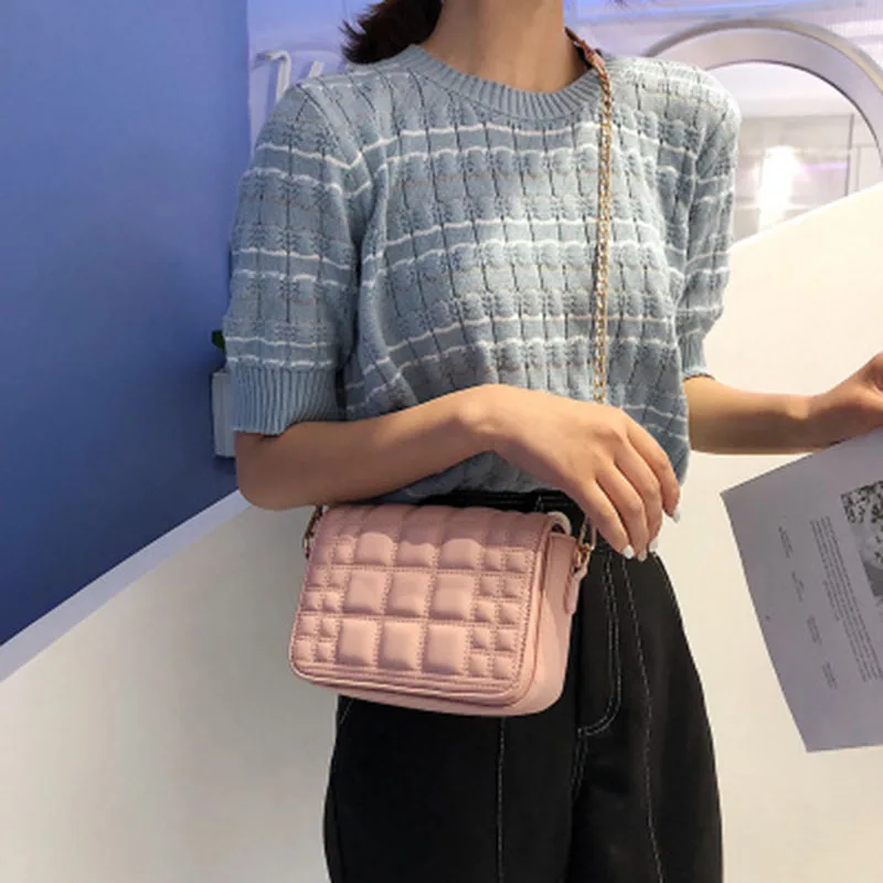 

2019 four seasons new simple chain small fragrance rhombic oblique shoulder diagonal package fashion elegant small square bag