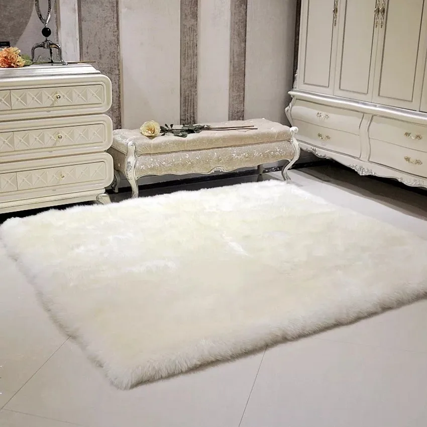 Square Shaped Real Sheepskin Rug For Carpet 100 200cm Sheep Fur Square Shaped Real Sheepskin Rug For Carpet 100 200cm Sheep Fur Bedside White Gy Decoration Sofa Cushion In From Home