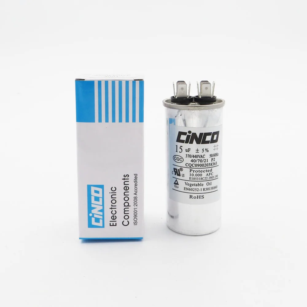 

15 uF 370/440VAC Run Capacitor Air Conditioner Compressor Motor Start CBB65 Aluminum Can P2 CBB65A-1 15mfd 15mf 450V