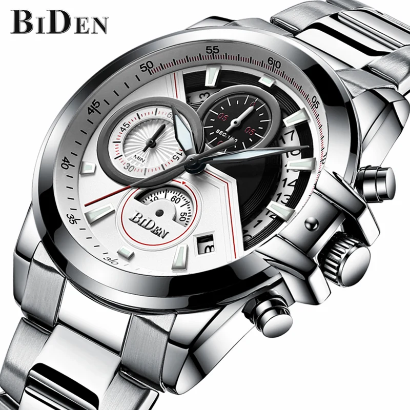 

Relogio Masculino BIDEN Watch Men Fashion Sport Quartz Clock Men Watches Top Brand Luxury Full Steel Waterproof Wrist Watch