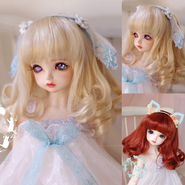 

M7-bjd doll wig synthetic mohair blond 8-9inch 7-8inch 6-7inch 1/3 1/4 1/6 MSD YOSD