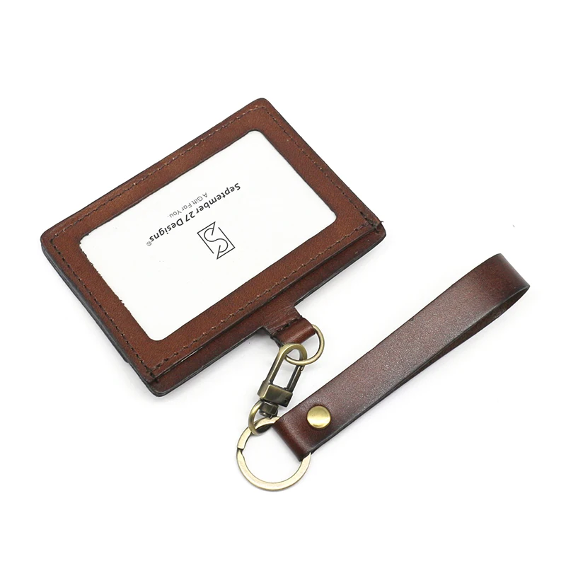 New Fashion ID Badge Holder For Office Work Genuine Leather Luxury Lanyard  Retractable Student Bus Card Case Retro Tag Wallets - AliExpress