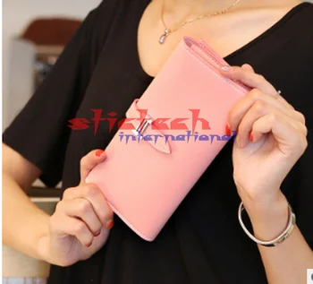 

by dhl or ems 100pcs candy color Korean Women Leather Wallet Female Long Card Holder Belt Wallets Clutch Coin Purse Cellphone