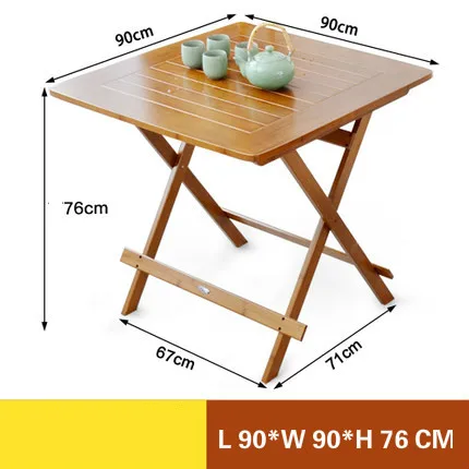 Стол для отдыха складной стол портативный складной стол для еды бамбук простой sideof маленький складной столик мебель продукты - Цвет: 90x90x76cm