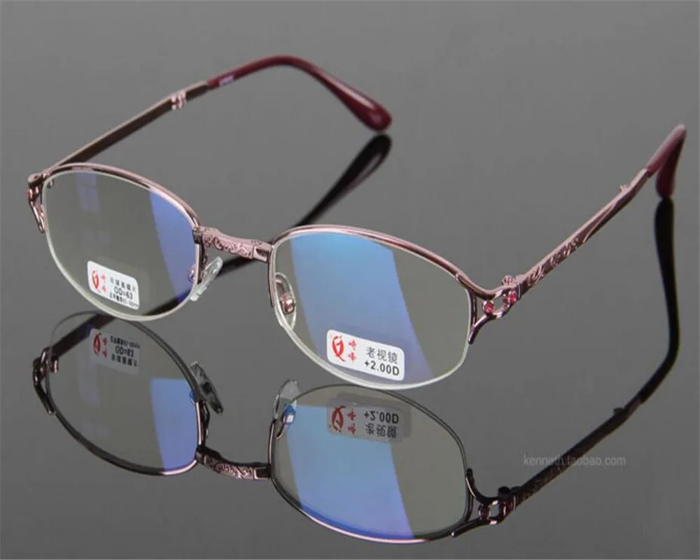 Folding Elegant Women Alloy Fashion Half Rim Super Light Prescription Aspherical Optical Lens