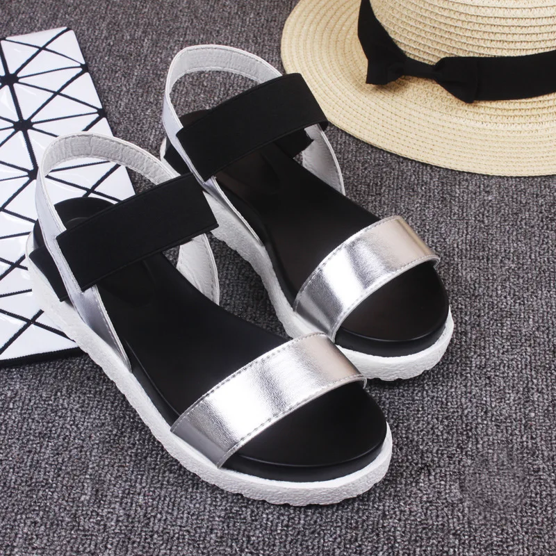 

2018 Fashion women sandals summer fish mouth muffins thick platform comfortable student flat sandals.