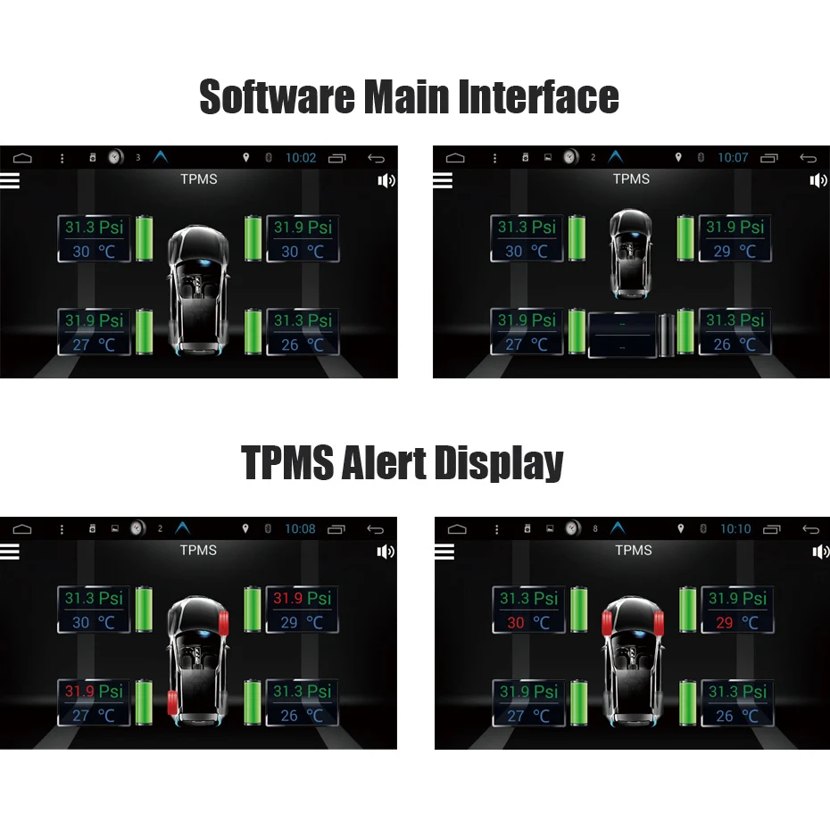 TPMS Tire Pressure Alarm System With 4 External Sensors For Android DVD Player Car Tire Alarm Monitor System DVD USB TPMS SF518