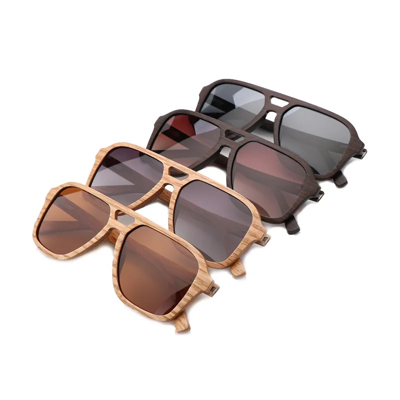 Брендовые дизайнерские солнечные очки из дерева зебрано мужские градиентные поляризованные линзы оверсайз бамбуковое солнцезащитное стекло для женщин