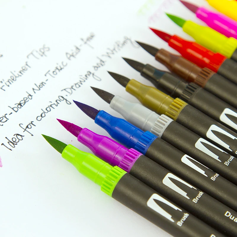 122472100 Color Dual Tip Art Markers Pen Drawing Painting Watercolor Fine Liner Water Based Ink Markers Pen School Supplies 5