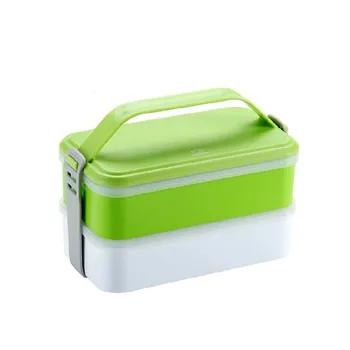 

Portable Double Layers School Office Microwave Bento Box with Lid and Belt Plastic Retain Freshness Lunch Sets FH02 1390