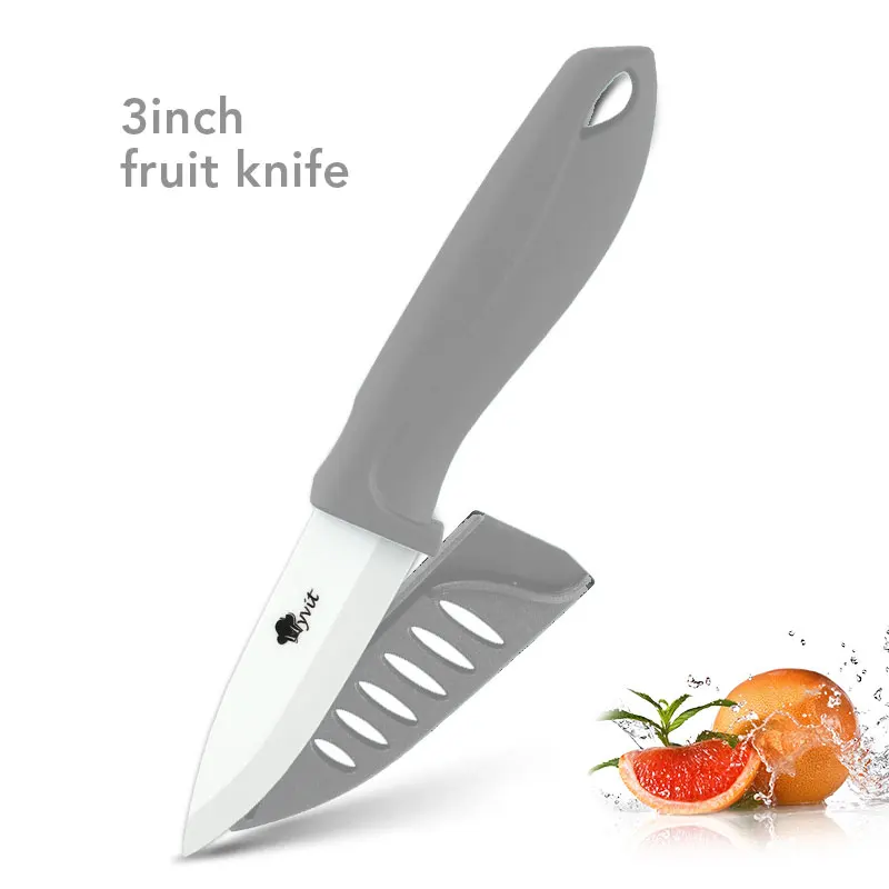 Керамический нож 6 5 4 3 дюйма кухонный нож шеф-повара для мяса, нож для нарезки овощей, белое лезвие, красочная противоскользящая ручка, инструмент для приготовления пищи - Цвет: 3 inch grey