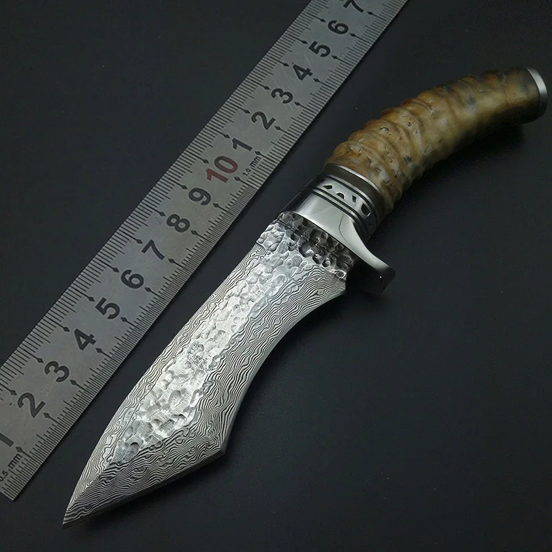

New Damascus Hand forging Antlers handle damascus blade hunting knife Fishing Handmade High Quality knives Free shipping for Men