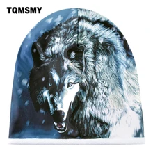 Унисекс тюрбаны для мужчин зимние шапочки плюс бархатные шапочки 3D волк шаблон шапка двухслойная gorros женские хип хоп Лыжные шапки