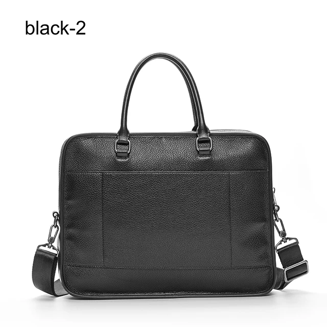 LUENSRO коровья натуральная кожа портфель черные деловые мужские сумки сумка на плечо для ноутбука сумка-портфель сумки через плечо мужские сумки - Цвет: black 2