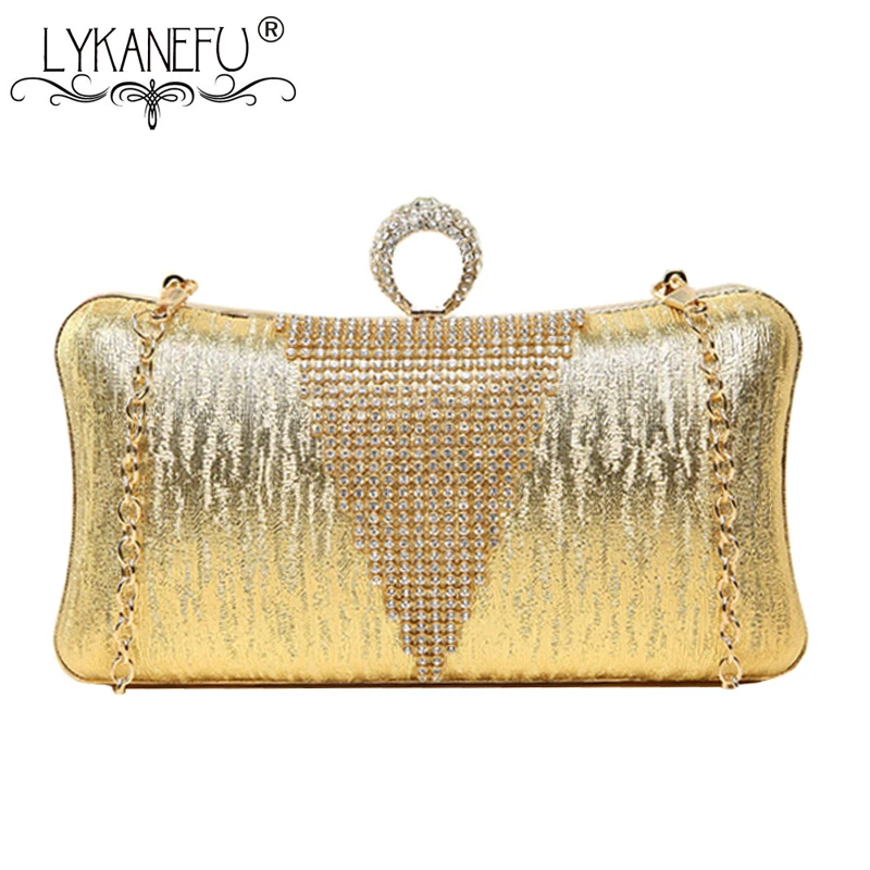 LYKANEFU Beading Gold Evening Bag Box Clutch Purse for Women Bag Ladies Day Clutches With Chain ...