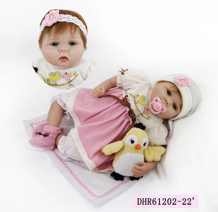 

Doll house22'' New real lovely sumilation newborn baby girl dolls for baby gift bonecal toys playmate silicone reborn baby dolls