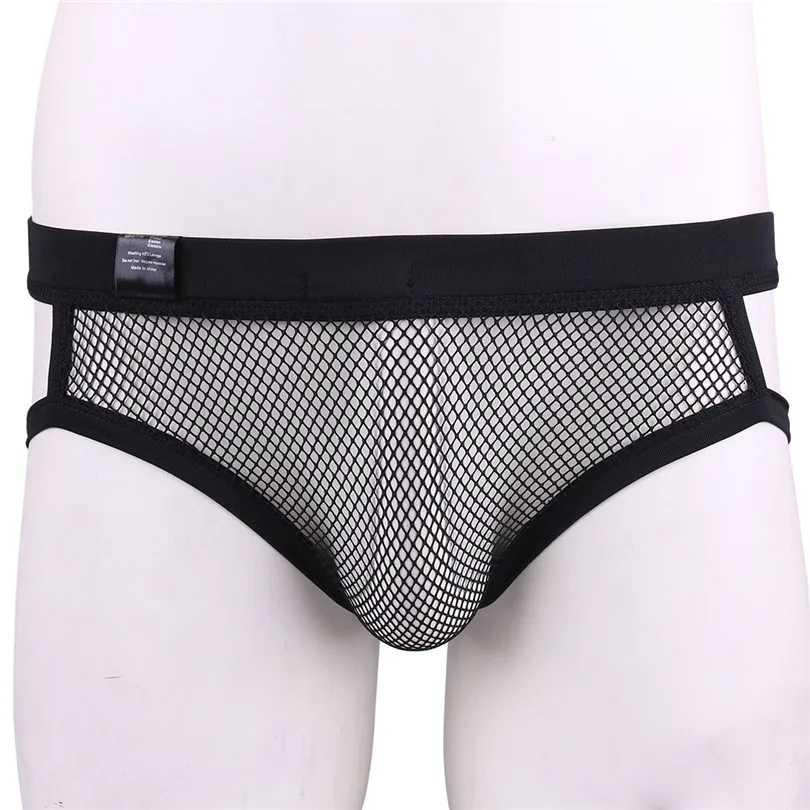 iEFiEL Sexy Mens Male Mesh Low Rise Jockstrap Open Butt G-string Underwear Underpants Nightwear Triangle Lingerie Night Panties