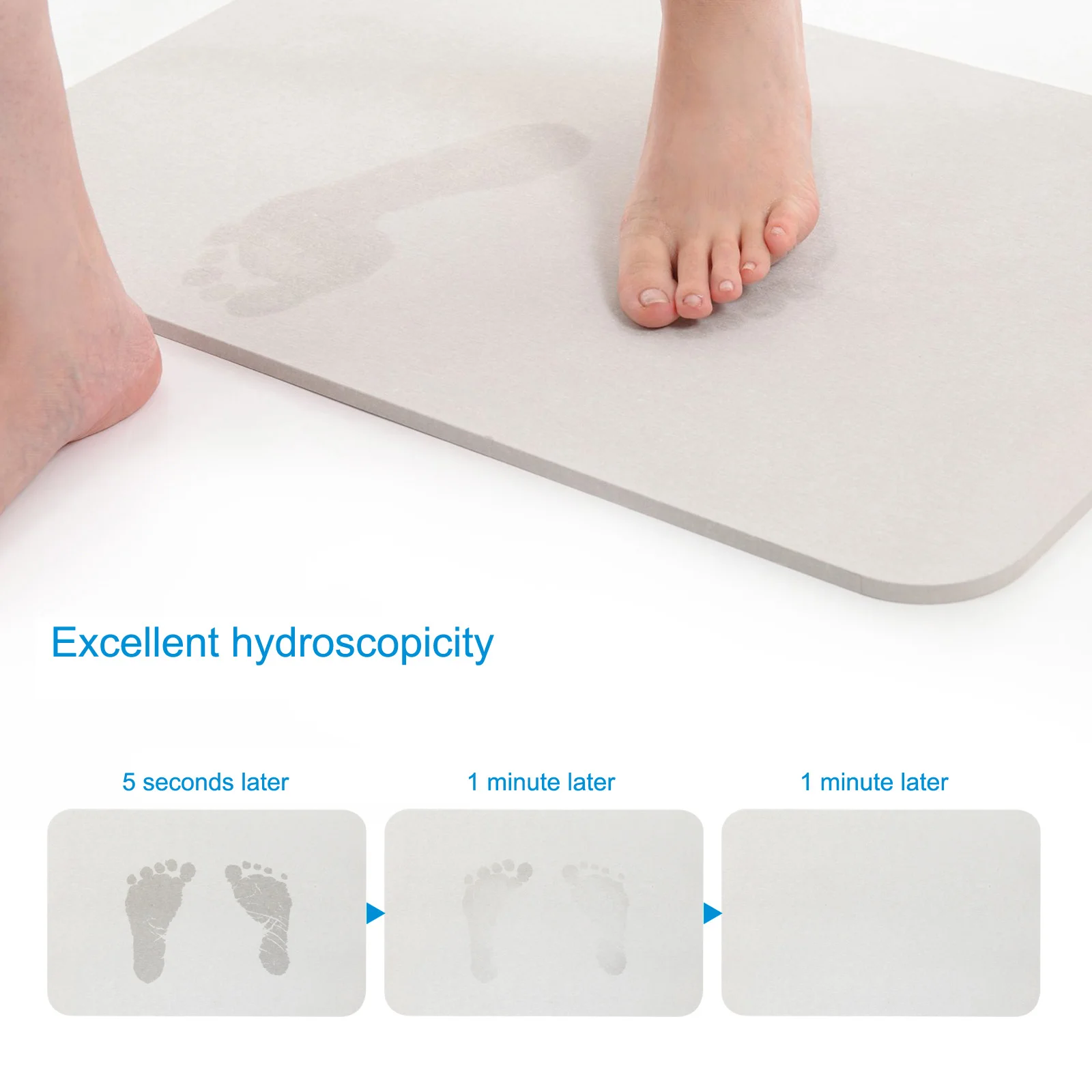 COXEER Crystallove Natural Diatomaceous Soil Bath Mat Non Slippery Bathroom Shower Mat 1Pcsin
