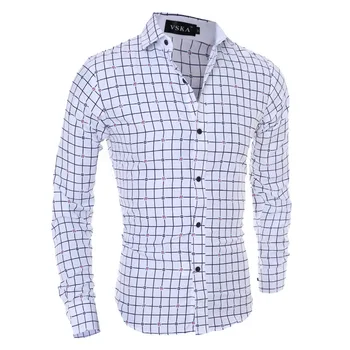 

ZOGAA Brand men dress shirts long sleeve Smart Casual Polyester Plaid mens shirts streetwear men long sleeve shirt Size S-2XL