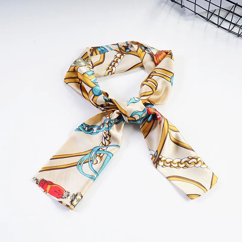 

Yishine 15x145cm 2 colors Women Flat Angle Scarf Chain Belt Patterns Print Long Wraps Scarves Shawl Handkerchief Bag Decor