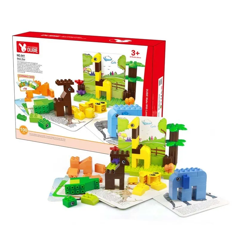 

Wange Big Size Dear Zoo Set 100pcs Bricks+10 Card DIY Creative Building Blocks Educational Kids Toys Baby Gifts NO.540