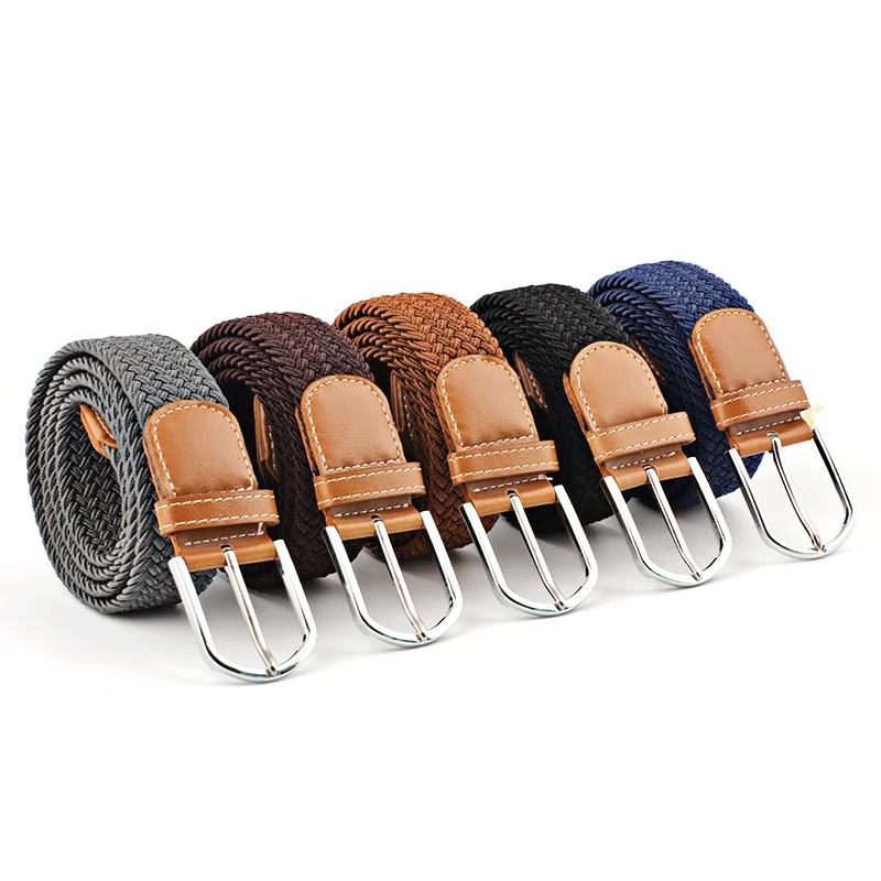 

Sale 1PC Canvas Strap Men Elastic Belt Pin Buckle Women knitted Candy Solid Unisex Belt Clothing Accessories