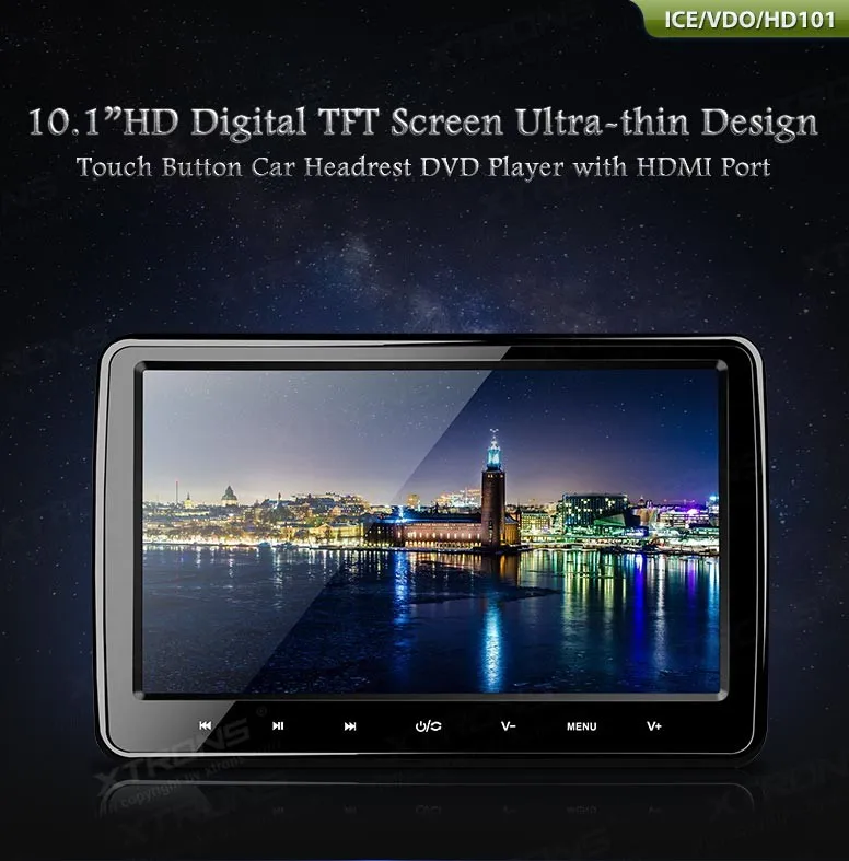 Cheap 10.1" Touch Button Headrest Car DVD Car Headrest DVD Car Headrest Monitor with DVD Function & 1024*600 Resolution 0