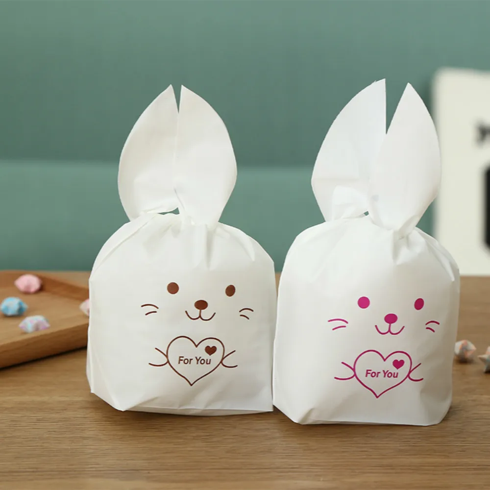 

Lovely "FOR YOU" Rabbit Candy Bags Ears Cake Snack Bag Biscuits Bags Baking Package Party Supplies 50pcs/lot