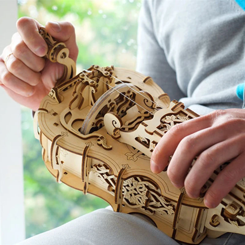 DIY лом деревянный игрушка-конструктор Механическая Трансмиссия модель вращающийся пианино гитары головоломки игрушечные лошадки творческий подарок на