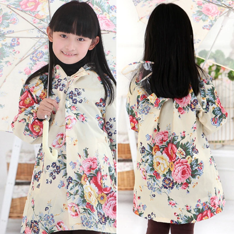 South Korea lovely big flower child raincoat adult fashion girls