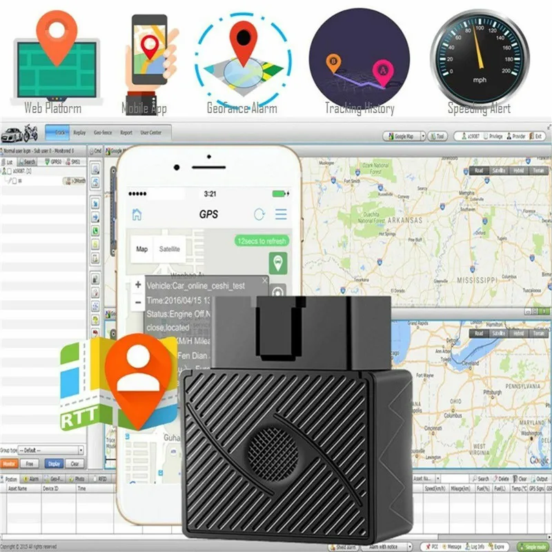 OBD II GPS трекер 16 Pin Plug Play Car GSM OBD2 устройство слежения локатор OBDII с онлайн
