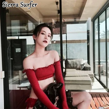 

Swimming Suit For Women Split Swimwear 2019 Woman Bikinis Tankini Swimsuit Women's Sport Suits Set Plavky Bathing New Long