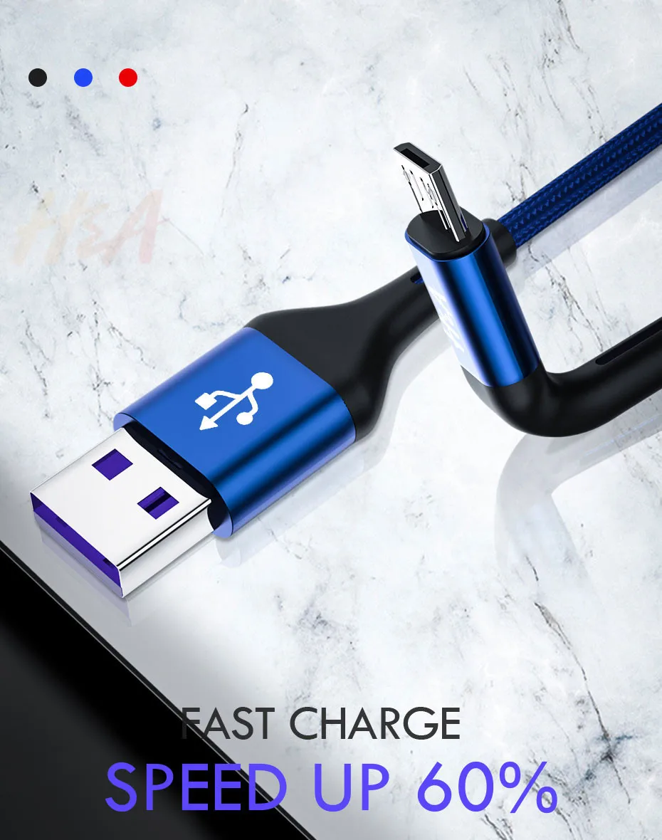 H& A Micro USB кабель 3.0A Быстрая зарядка Microusb кабель зарядного устройства для samsung J4 J5 J6 J7 Xiaomi Redmi Note 5 4 Android Кабели для телефонов