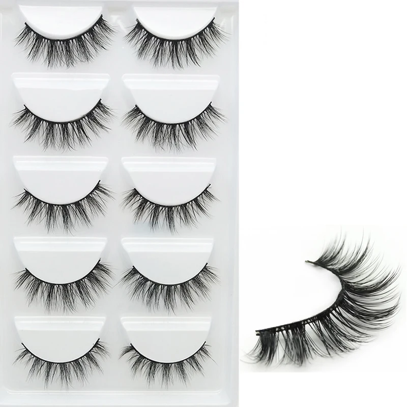 Big Deal Fake Eyelashes Makeup-Tools Mink-Hair Short-Cross YOKPN Soft Natural Black Women 5-Pair Eq1Ox3Ge