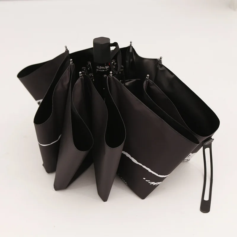 Skup Czaszka głowa Halloween czarna parasolka do przenośnych składanych deszczowych parasoli odporna na wiatr ołówek czarna powłoka parasol chroniący przed promieniowaniem ultrafioletowym