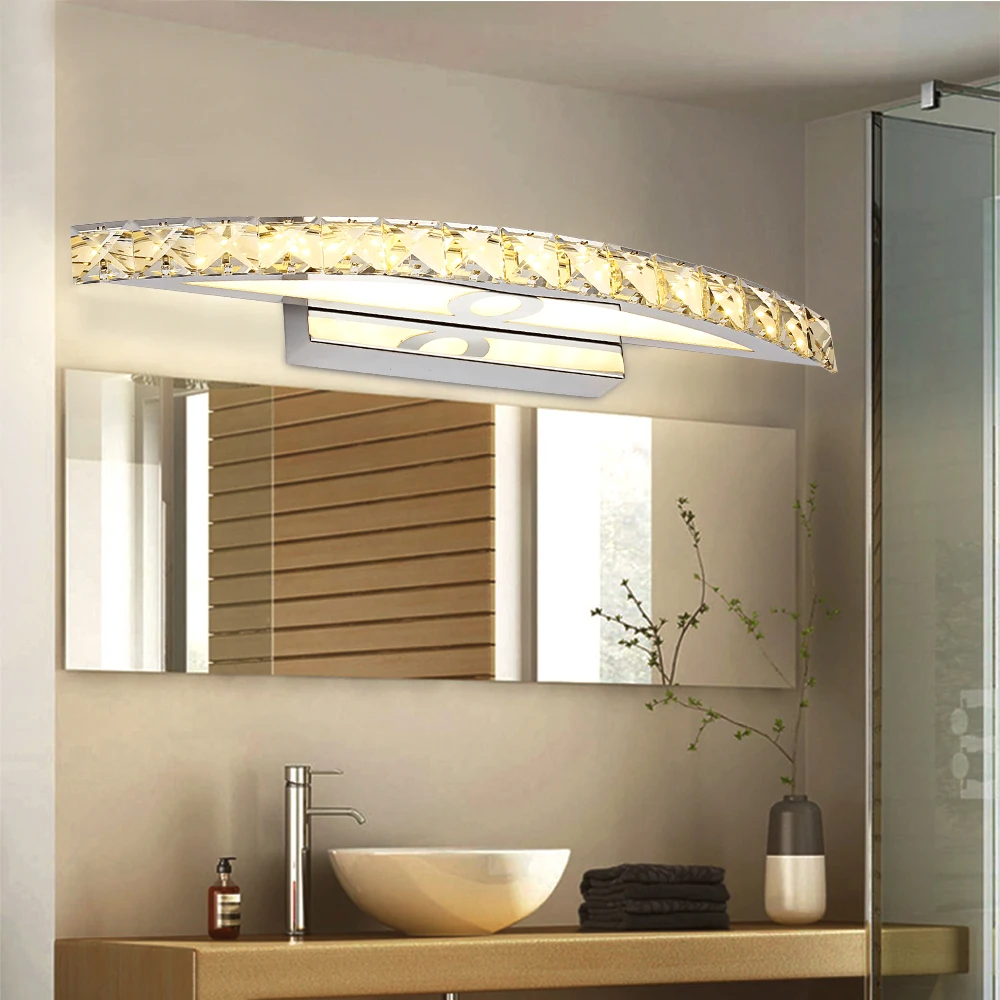 Современные хрустальные зеркальные настенные светильники в ванной комнате 10 Вт 15 Вт 18 Вт светодиодный бра лампы теплый белый и холодный белый 70 см длиной