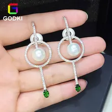GODKI имитация жемчуга кубического циркония женские серьги-гвоздики ювелирные изделия