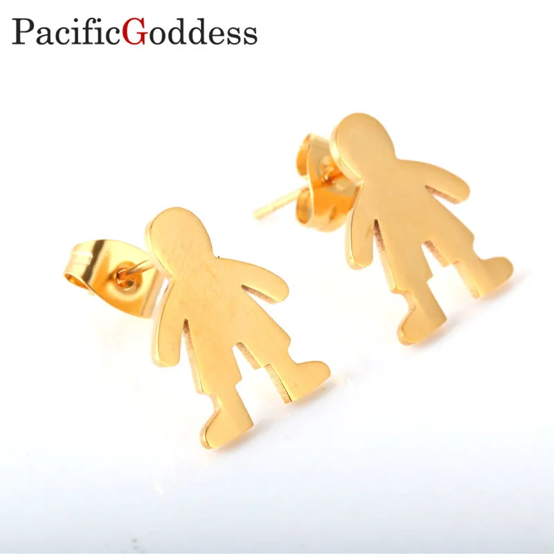 Серьги-гвоздики из нержавеющей стали с милым медведем