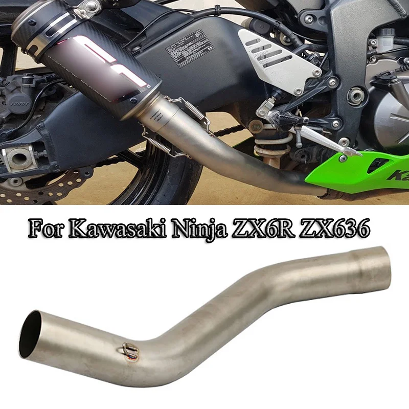 Ninja ZX6R ZX636 Exhaust System Pipe Titanium Alloy Mid Link Pipe Motorcycle Exhaust Modified Slip On For Kawasaki ZX6R 2009-19