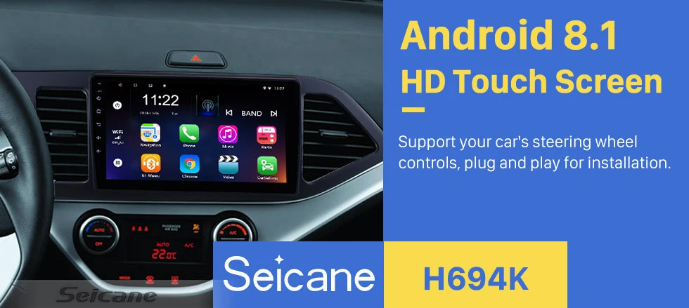 Perfect Seicane 9" Android 7.1/8.1 Car GPS Radio For 2011-2014 KIA PICANTO Morning HD 1024*600 Touch Screen Bluetooth Navigation system 0