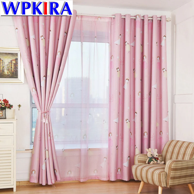 Розовый тюль для девочек занавески для окна Прозрачная Вуаль Cortinas для гостиной принцесса занавески с принцессой комната для девочек WP139-30