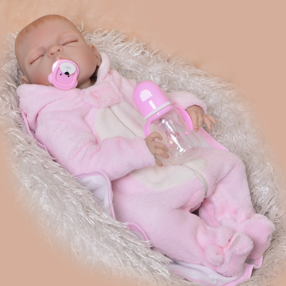 

57 cm Full Silicone Vinyl Boneca Reborn Real Like Sleeping Reborn Baby Girl Doll No Hair 23'' Newborn Doll Children's Gifts