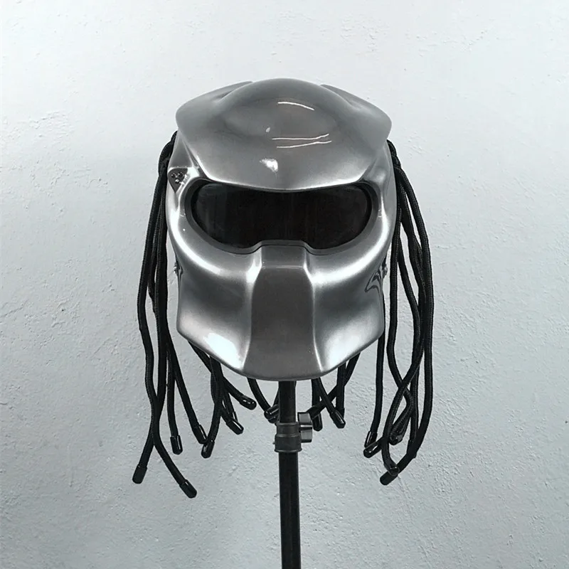 

Masei 2017 New Predators helmet flexible strip lighting car-styling mask Fiberglass motorcycle Iron Man Full face Bright Grey