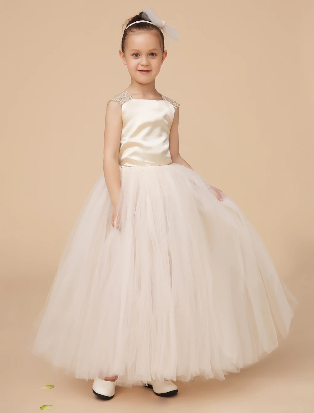 Fashion elegant little girls dresses with appliques kids girls formal party dresses Pageant dresses