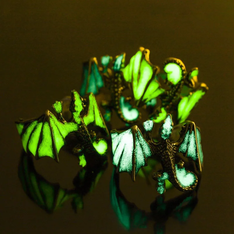 

Vintage Luminous Lizard Rings For Man Glow In Dark Ring Adjustable Ring Men Rock Punk Biker Ring Women Fashion Jewelry