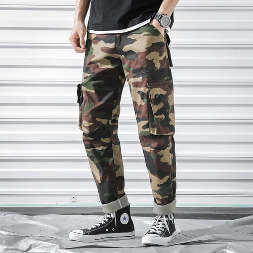 Coffee camouflage Весна и лето мужские брюки Горячая Новая мода камуфляж повседневные свободные большие размеры тонкие спортивные комбинезоны Мужская одежда - Цвет: Coffee camouflage