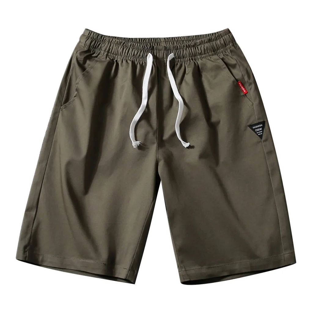 2019 Men Casual Beach Shorts Homme Bottoms Elastic Waist Plus Size 5XL,Black,M