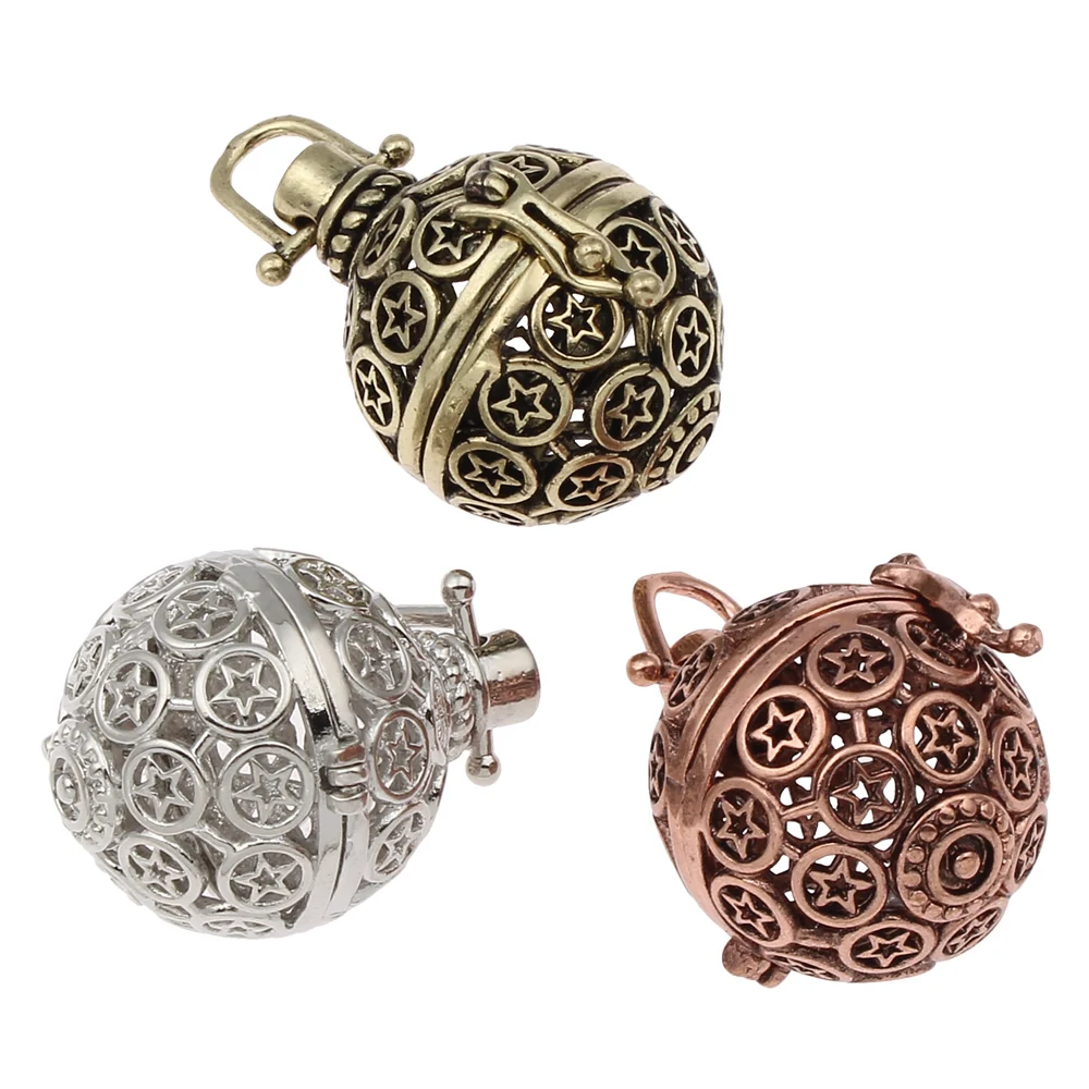 

Fantastic Antique Plated Cages Pregnant Angel Baby Music Bola Calling Pendant Hollow Carved fit Musical Sound Bell Ball Locket