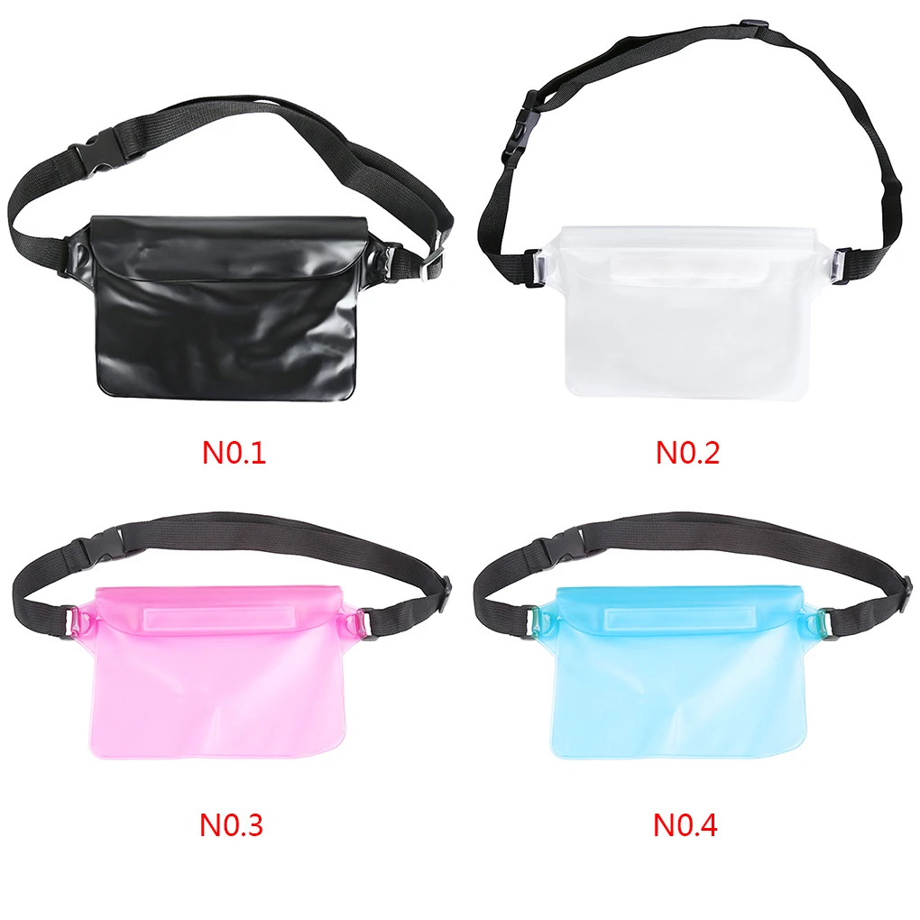 Unisex Waterproof PVC Transparent Small Summer Beach Bag Drifting Waist Pack Triple Sealed Phone Pouch